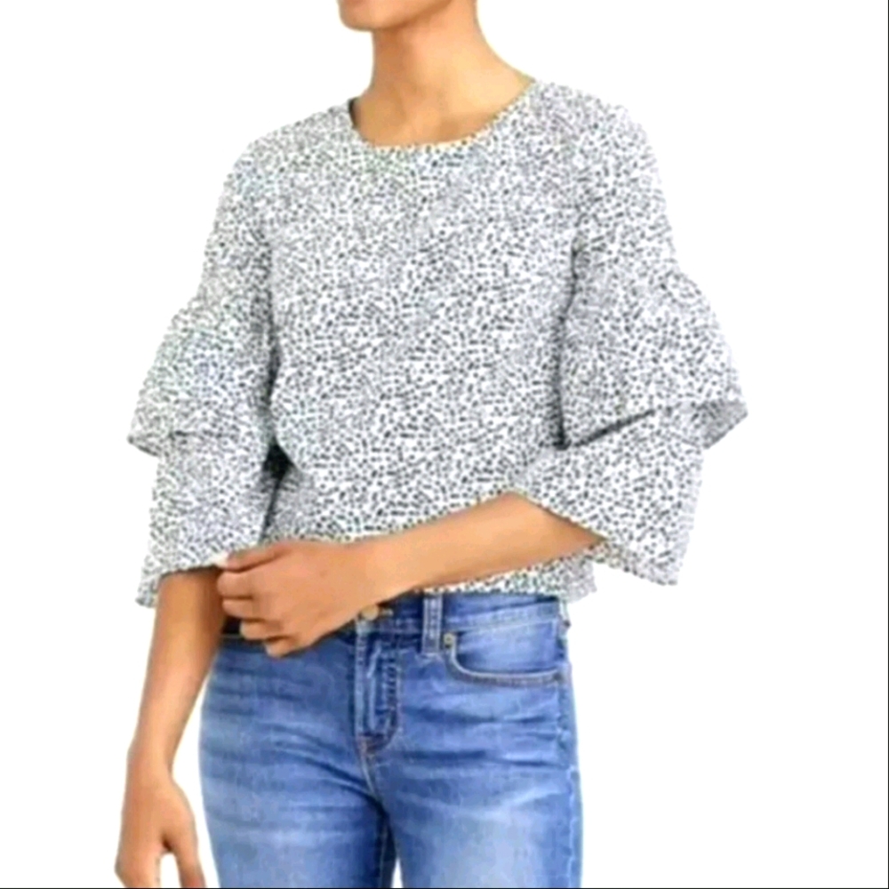 J. Crew Black and White Floral Blouse